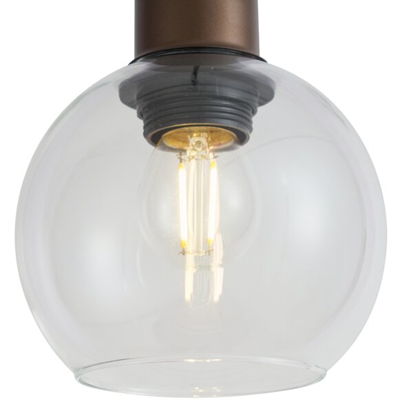 Lampă suspendată modernă bronz cu sticlă transparentă pentru sistem de șină monofazat - Iconic Lava