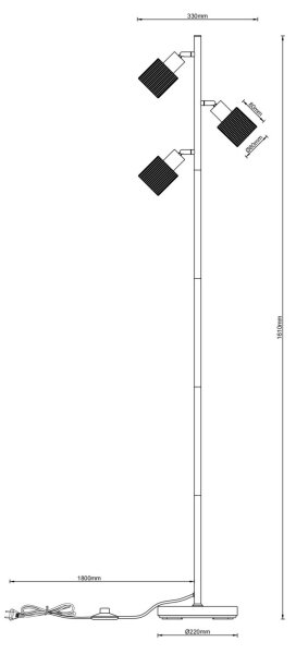 Globo 54456-3S - Lampadar VILLEGAS 3xE14/25W/230V