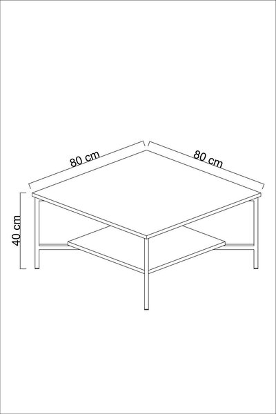 Masuta Cafea, PAL Melaminat / Metal, Gold Line, Negru / Auriu, 80x80x40 cm