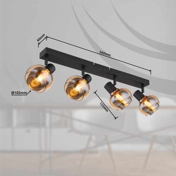 Globo 54309-4B - Corp de iluminat cu spoturi TOKKI 4xE14/40W/230V negru
