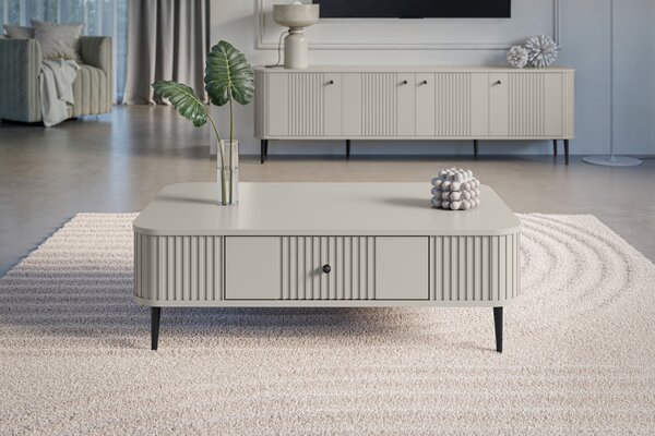 Măsuță de cafea Vesper 103x60 cm cu sertar - casmir / picioare negre