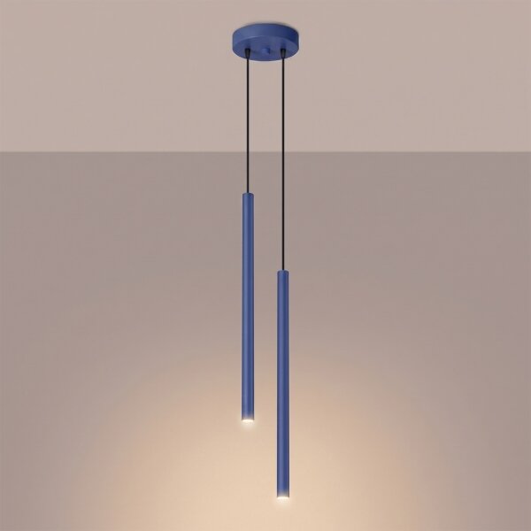 Sollux SL.2126 - Candelabru suspendat pe cablu PASTELO 2xG9/8W/230V albastru