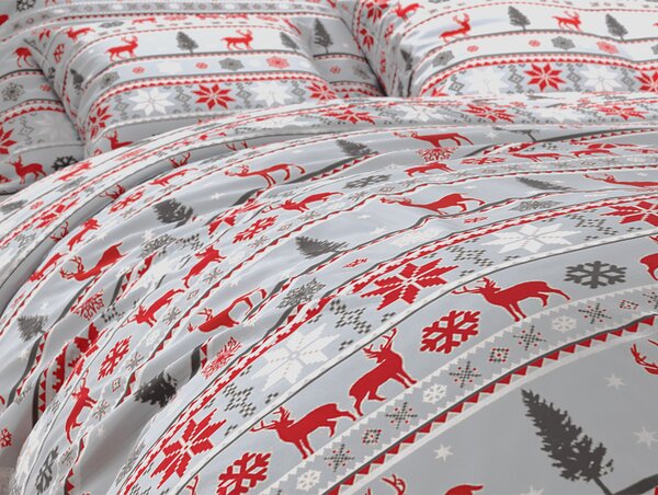 Lenjerie de pat din bumbac CRACIUN IN PADURE gri Dimensiune lenjerie de pat: 70 x 90 cm | 140 x 200 cm