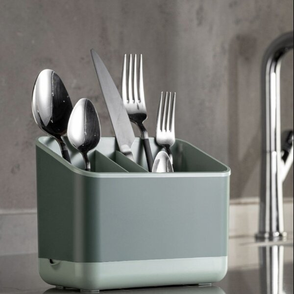 Suport pentru uscare tacamuri si ustensile de bucatarie, Pufo Cuisine, 17 cm, verde