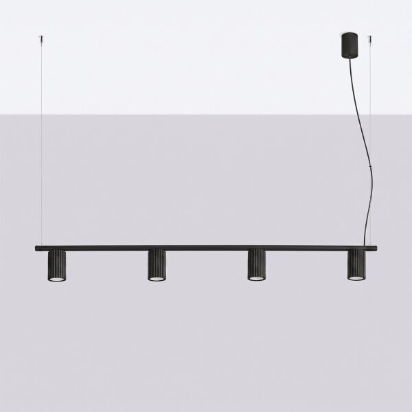 Sollux SL.2712 - Lustru suspendat pe cablu KARBON 4xGU10/10W/230V negru