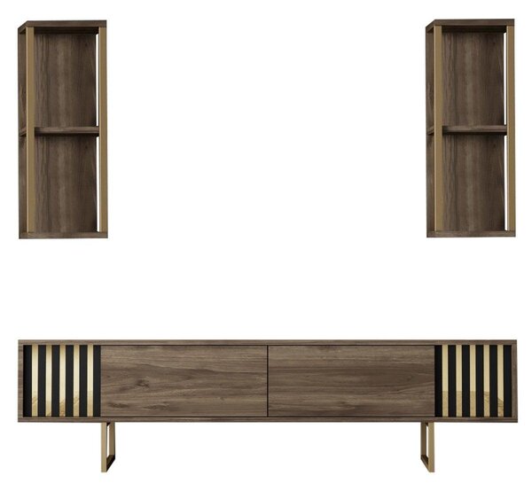 COMODA TV Lux Gold Line Tv Stand Stylish, Alb - Nuc - Gri, 180 x 48 x 30 cm
