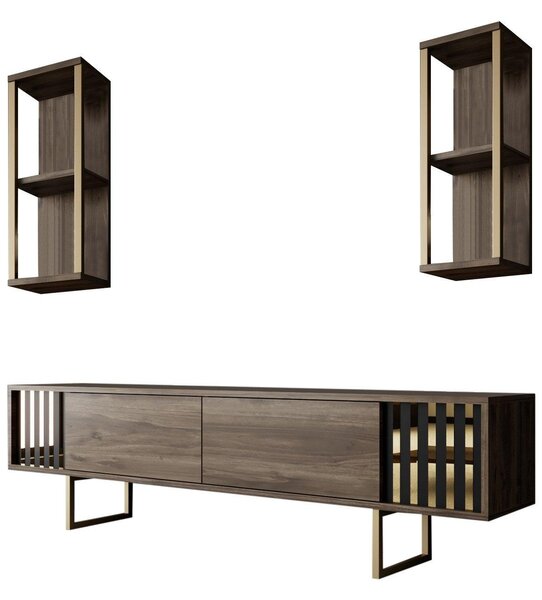 COMODA TV Lux Gold Line Tv Stand Stylish, Alb - Nuc - Gri, 180 x 48 x 30 cm