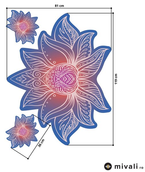 Autocolante de perete - Mandala de lotus roșu - albăstrui
