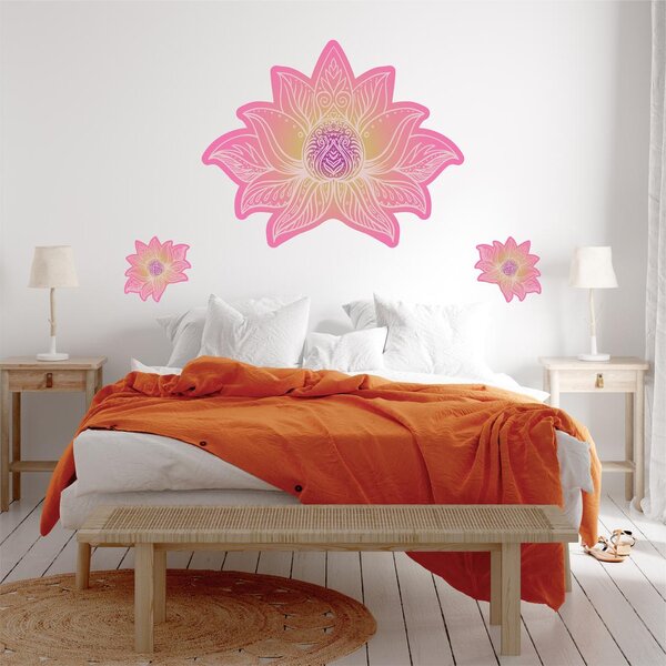 Autocolante de perete - Mandala de lotus roz