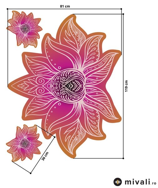 Autocolante de perete - Mandala de lotus fucsia