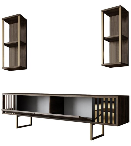 COMODA TV Lux Gold Line Tv Stand Stylish, Alb - Nuc - Gri, 180 x 48 x 30 cm