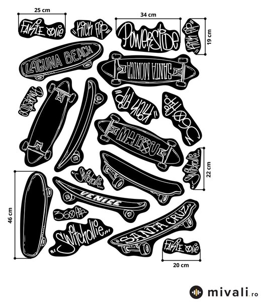 Autocolante de perete - Longboard negru