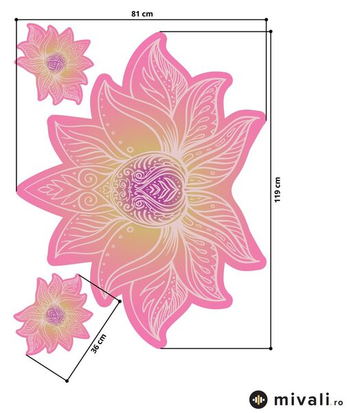 Autocolante de perete - Mandala de lotus roz