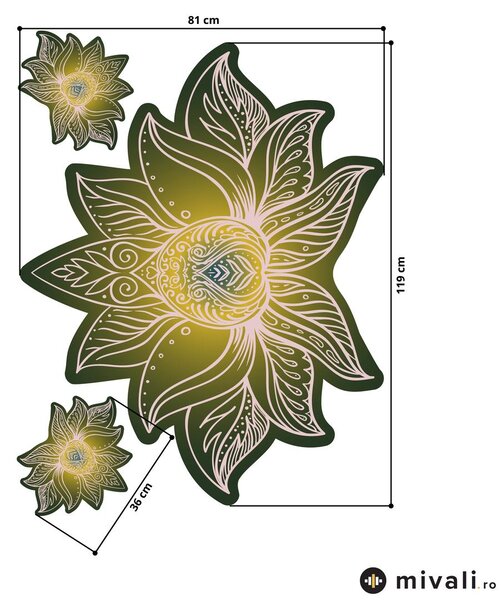 Autocolante de perete - Mandala de lotus verde