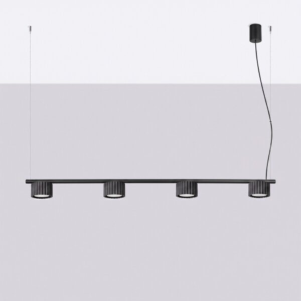 Sollux SL.2696 - Lustră suspendată pe cablu AURA 4xGX53/10W/230V neagră