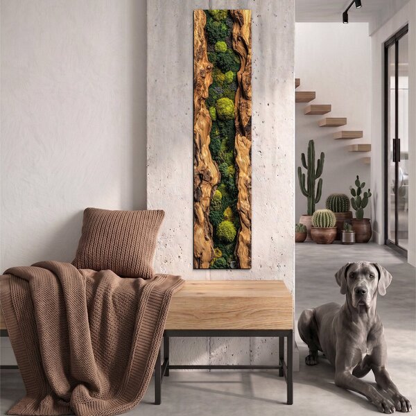 DUBLEZ | Panou decorativ - Mușchi în îmbrățișarea lemnului | Imprimare UV premium