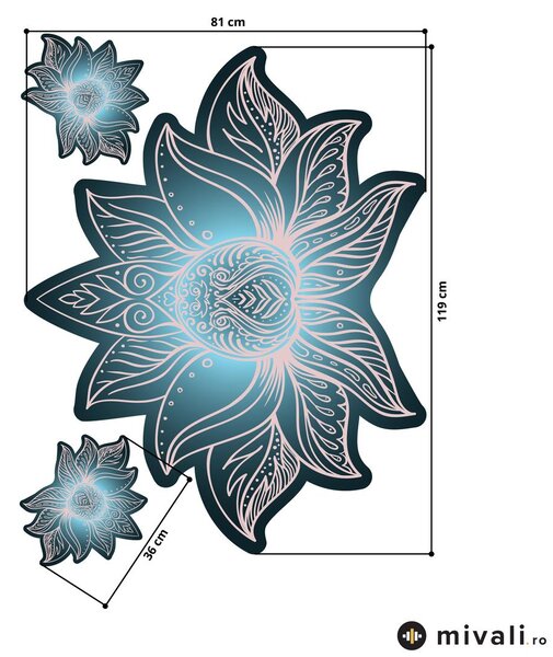 Autocolante de perete - Mandala de lotus petrol