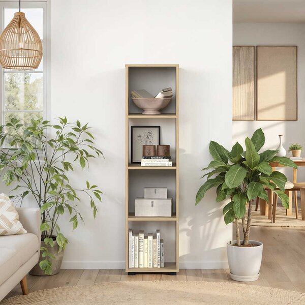 Biblioteca Adore Cubic, Alb - Stejar, 36x141x30 cm