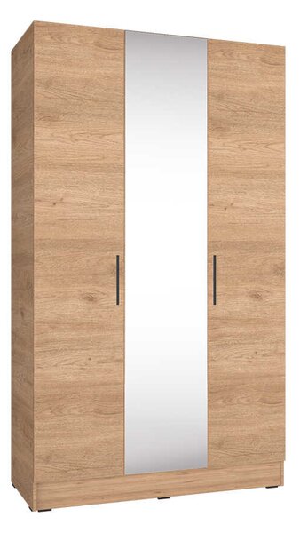Dulap Haine Adore Trendline cu 3 usi si oglinda, Alb - Stejar, 120x207x53 cm