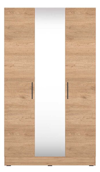Dulap Haine Adore Trendline cu 3 usi si oglinda, Alb - Stejar, 120x207x53 cm