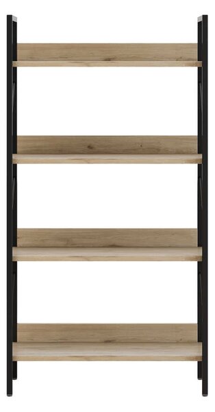 Biblioteca Adore Profile cu 4 rafturi, Alb - Maro - Stejar, 73x136x35 cm