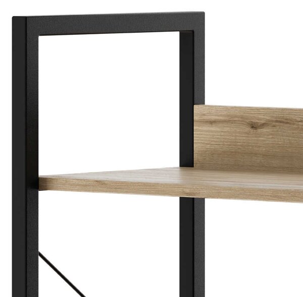 Biblioteca Adore Profile cu 5 rafturi, Alb - Maro - Stejar, 73x172x35 cm