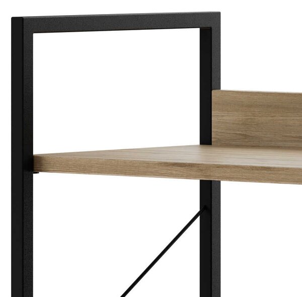 Biblioteca Adore Profile cu 4 rafturi, Alb - Maro - Stejar, 73x136x35 cm