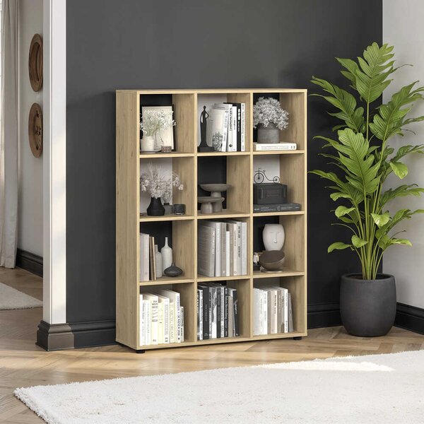 Biblioteca Adore Cubic, Alb - Stejar, 104x141x30 cm