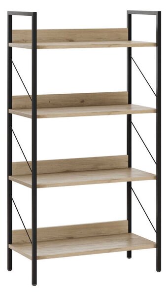 Biblioteca Adore Profile cu 4 rafturi, Alb - Maro - Stejar, 73x136x35 cm