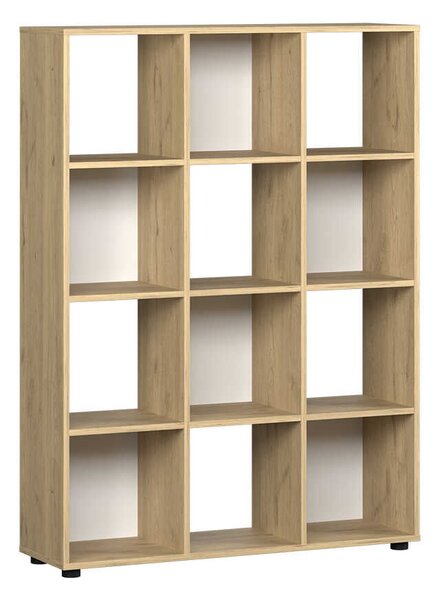 Biblioteca Adore Cubic, Alb - Stejar, 104x141x30 cm