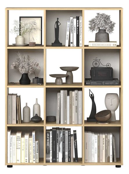 Biblioteca Adore Cubic, Alb - Stejar, 104x141x30 cm
