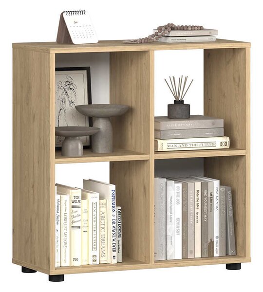 Biblioteca Joasa Adore Cubic, Alb - Stejar, 70x72x30 cm