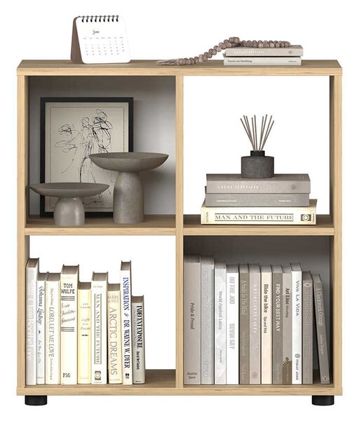 Biblioteca Joasa Adore Cubic, Alb - Stejar, 70x72x30 cm