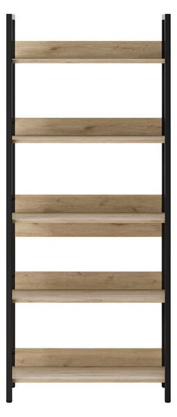 Biblioteca Adore Profile cu 5 rafturi, Alb - Maro - Stejar, 73x172x35 cm