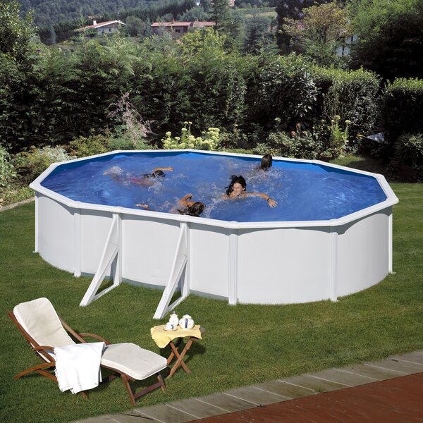 Set piscina prefabricata Gre ovala cu pereti metalici albi 500 х 300 х h 120cm