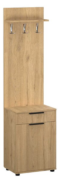 Cuier cu Pantofar Adore Porto Aero cu usa si sertar, Alb - Stejar, 52x187x36 cm