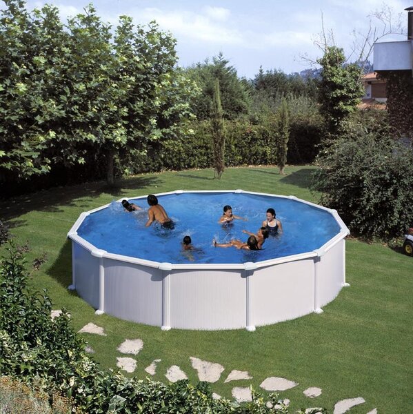 Set piscina prefabricata ATLANTIS rotunda cu pereti metalici albi ф550 х h 132cm