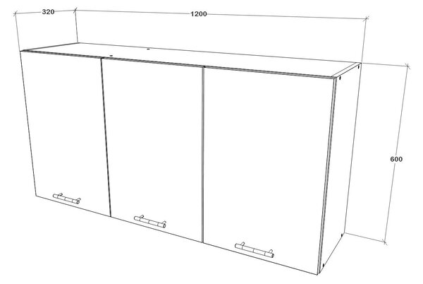 Corp haaus Ebru, 3 Usi, Negru, 120 x 30 x 60 cm