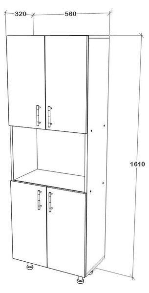 Dulap haaus Arno, 4 Usi, Alb, 56 x 30 x 161 cm
