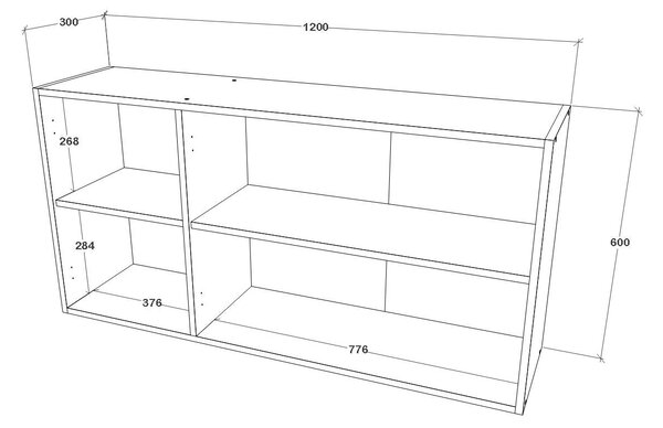 Corp haaus Ebru, 3 Usi, Negru, 120 x 30 x 60 cm