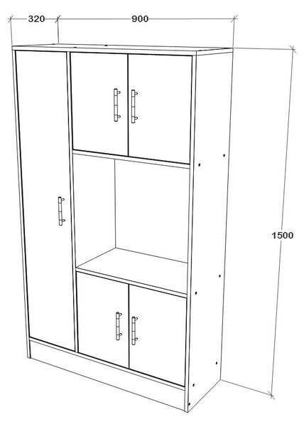 Dulap haaus Arno, 5 Usi, Alb, 90 x 32 x 150 cm