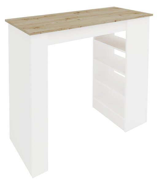 Masa haaus Vista, 4 rafturi, Alb/Stejar Artisan, 120 x 50 x 100 cm