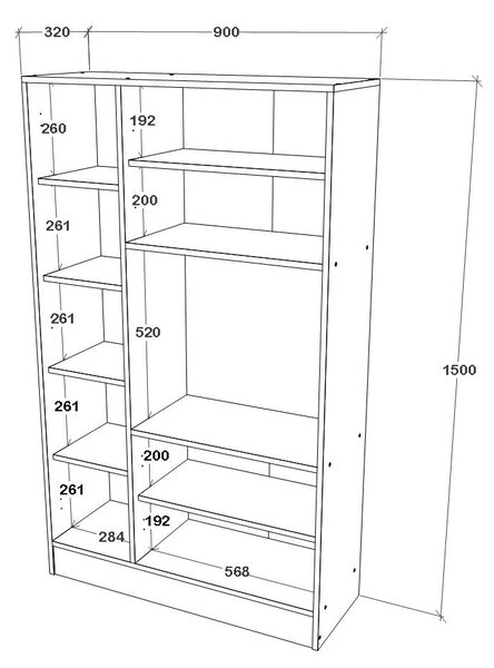 Dulap haaus Arno, 5 Usi, Alb, 90 x 32 x 150 cm