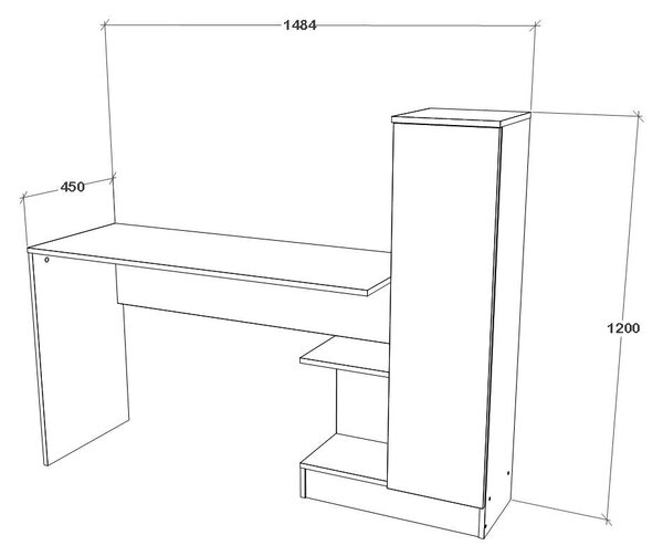 Birou haaus Reims, 1 Usa, Alb, 148 x 45 x 120 cm