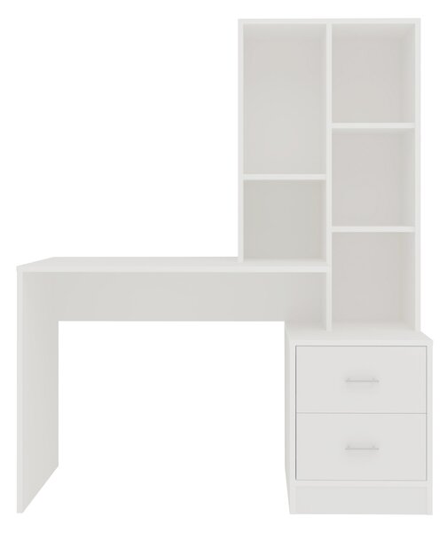 Birou haaus Kobe, 2 Sertare, 3 Rafturi, Alb, 117 x 50 x 143 cm