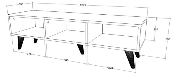 Comoda haaus V1, Negru, 120 x 35 x 35 cm