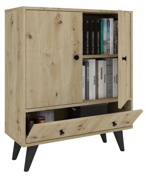Comoda haaus Malta, 3 Usi, Stejar Artisan, 75 x 30 x 90 cm