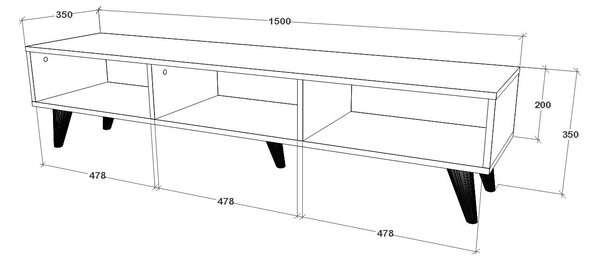 Comoda haaus V2, Negru, 150 x 35 x 35 cm