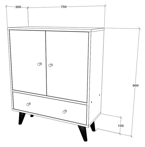 Comoda haaus Malta, 3 Usi, Stejar Artisan, 75 x 30 x 90 cm