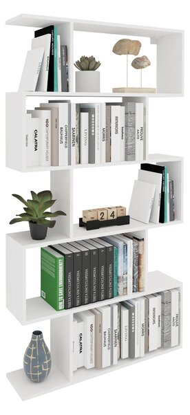 Biblioteca haaus Kimo, 5 Casete, Alb, 90 x 20 x 160 cm